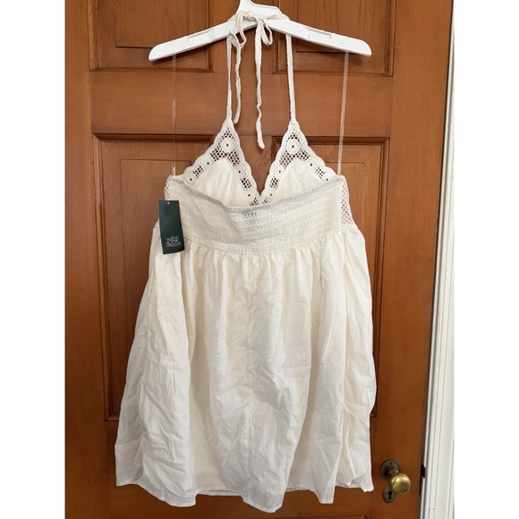 Women's Wild Fable White Crochet Halter Neck Mini Dress Size Large NWT - Picture 7 of 7